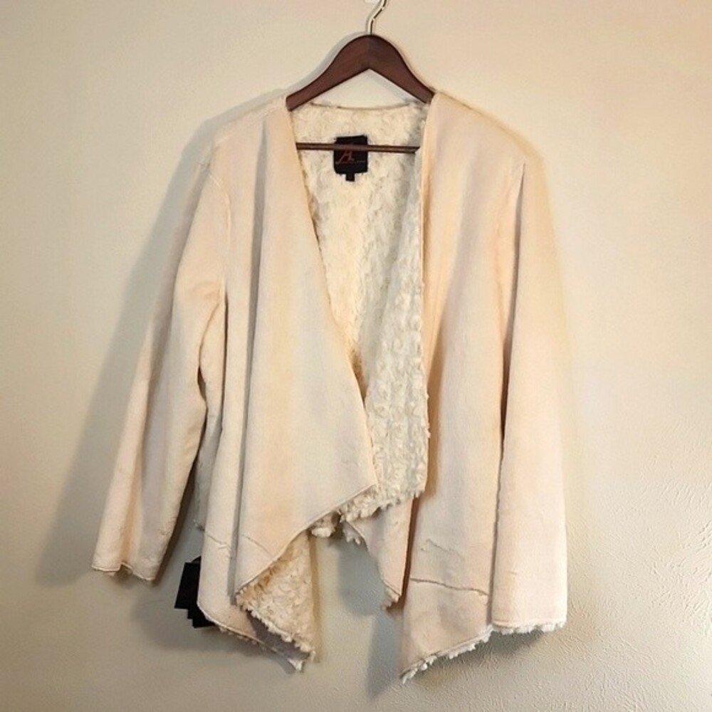 Adrienne Landau Faux Fur Water Fall Open Front Coat Size 1X NWT